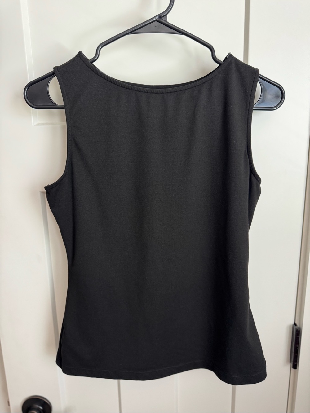 Classic Sleeveless Black Boat Neck Women's Top